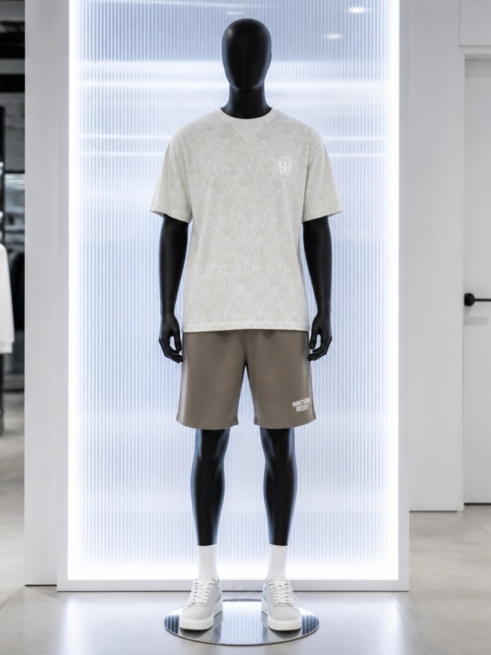 Adidas,  Men's White and light green. Short-Sleeve Crew Tee
